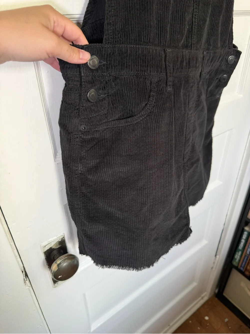 American Eagle Outfitters Black Corduroy Overall Mini Dress 90’s Grunge Fall M